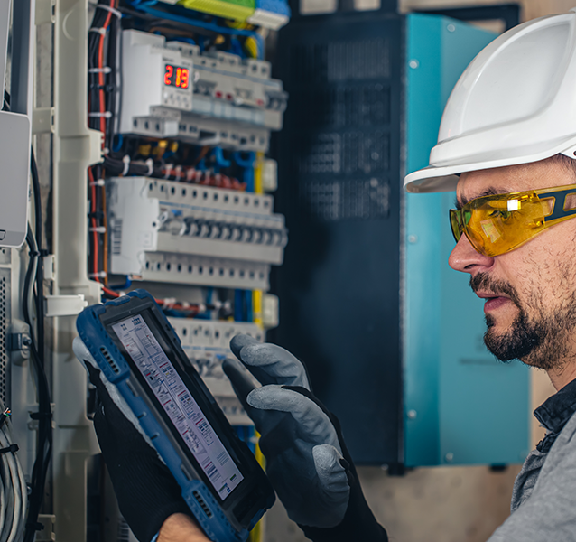 gs engineering technician performing preventative maintenance on a generator